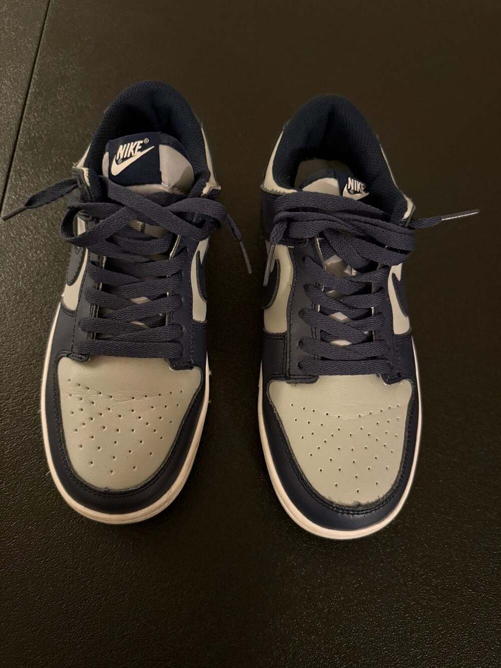 Nike Dunk Low Retro Georgetown Navy and Grey Leather Sneakers-size 7